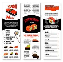 modèle de menu vectoriel sushi bar de plats japonais