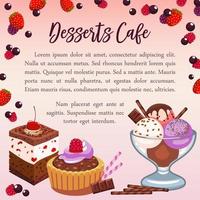 affiche de vecteur de desserts de boulangerie pour café