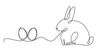 lapin de pâques avec coeur dessin continu d'une ligne. image simple de lapin. illustration vectorielle minimaliste. vecteur
