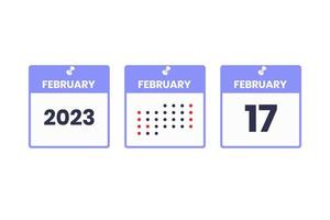 icône de conception de calendrier du 17 février. Calendrier 2023, rendez-vous, concept de date importante vecteur