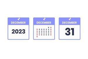 icône de conception de calendrier du 31 décembre. Calendrier 2023, rendez-vous, concept de date importante vecteur