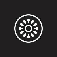 eps10 icône de kiwi vecteur blanc isolé sur fond noir. symbole de plan de demi-section de groseille à maquereau chinois dans un style moderne simple et plat pour la conception, le logo et le mobile de votre site Web