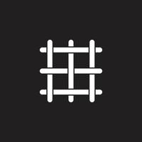 eps10 treillis vectoriel blanc ou icône abstraite de grille métallique isolée sur fond noir. symbole derrière les barreaux dans un style moderne et plat simple pour la conception, le logo et l'application mobile de votre site Web