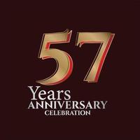 Logo du 57e anniversaire couleur or et rouge isolé sur fond élégant, création vectorielle pour carte de voeux et carte d'invitation vecteur