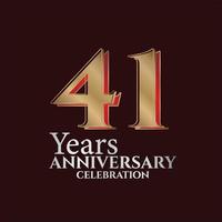 Logo du 41e anniversaire couleur or et rouge isolé sur fond élégant, création vectorielle pour carte de voeux et carte d'invitation vecteur
