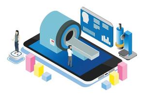 illustration de contrôle irm médical isométrique moderne, adaptée aux diagrammes, aux infographies, à l'illustration de livres, aux actifs de jeu et à d'autres actifs liés aux graphiques vecteur