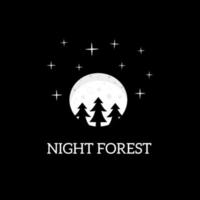 illustration graphique vectoriel du modèle logo forêt nuit avec étoile de nuit ciel