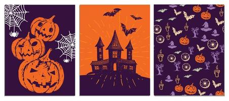 symboles d'halloween illustrations dessinées à la main vecteur