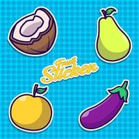 pack d'illustrations de dessins animés d'autocollants de fruits vecteur