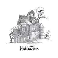 conception de fond de maison hantée festival halloween heureux dessinés à la main vecteur