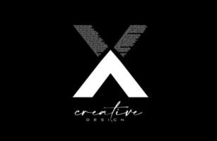 création de logo blanc x lettre avec lettre créative x faite de vecteur de texture de police de texte noir