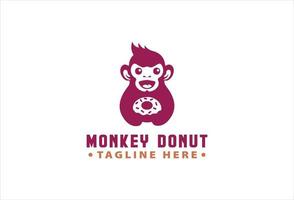 modèle de conception de logo de beignet de singe vecteur