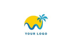 modèle de conception de logo d'île de plage vecteur