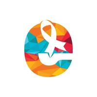 création de logo vectoriel lettre e ruban rose. symbole de sensibilisation au cancer du sein. octobre est le mois de la sensibilisation au cancer du sein dans le monde.