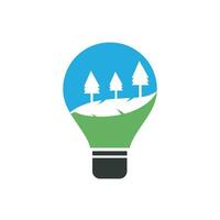 lampe ampoule abstraite avec logo paysage. symbole des innovations de la nature. vecteur