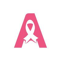 lettre une création de logo vectoriel ruban rose. symbole de sensibilisation au cancer du sein. octobre est le mois de la sensibilisation au cancer du sein dans le monde.