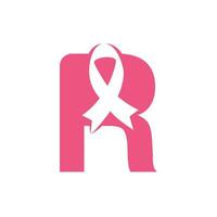 création de logo vectoriel lettre r ruban rose. symbole de sensibilisation au cancer du sein. octobre est le mois de la sensibilisation au cancer du sein dans le monde.