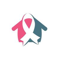 création de logo vectoriel maison ruban rose. symbole de sensibilisation au cancer du sein. octobre est le mois de la sensibilisation au cancer du sein dans le monde.