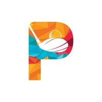 création de logo vectoriel or lettre initiale p. création de logo d'inspiration de club de golf.