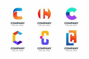 grand ensemble de création de logo abstrait lettre c. élément de design vectoriel, avec élément de logo variété monogramme k, enseigne commerciale, logos, identité, image vectorielle vecteur