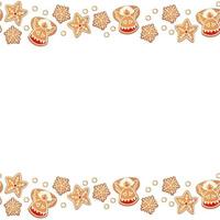 cadre de biscuits de pain d'épice de noël isolé. éléments de conception du nouvel an. illustration vectorielle de dessin animé dessinés à la main vecteur