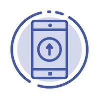 application mobile application mobile smartphone envoyé icône ligne pointillée bleue vecteur