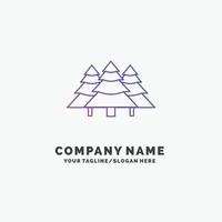 forêt. camping. jungle. arbre. modèle de logo d'entreprise violet pins. place pour le slogan vecteur