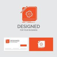 modèle de logo d'entreprise pour la conception. application. logo. application. motif. cartes de visite orange avec modèle de logo de marque. vecteur