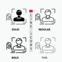 doigt. empreinte digitale. reconnaissance. analyse. icône de numérisation en fin. habituel. ligne en gras et style de glyphe. illustration vectorielle vecteur