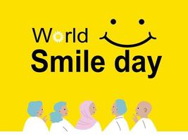 bannière de la journée mondiale du sourire. conception d'affiches et de bannières pour le site Web. illustration vectorielle plane. vecteur