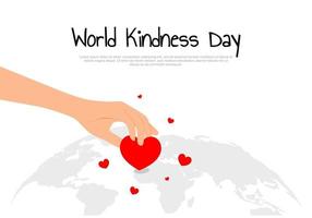 le fond de la journée mondiale de la gentillesse avec la main donne de l'amour au monde. vecteur
