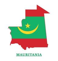 conception de la carte du drapeau national de la mauritanie, illustration du drapeau du pays de la mauritanie à l'intérieur de la carte