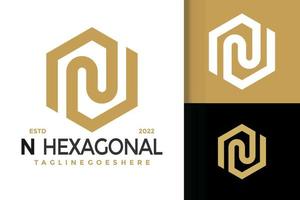 n lettre hexagone logo design, image vectorielle de logos d'identité de marque, logo moderne, modèle d'illustration vectorielle de dessins de logo vecteur