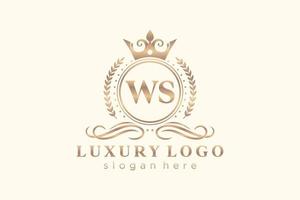 modèle de logo de luxe royal de lettre ws initiale dans l'art vectoriel pour le restaurant, la royauté, la boutique, le café, l'hôtel, l'héraldique, les bijoux, la mode et d'autres illustrations vectorielles.