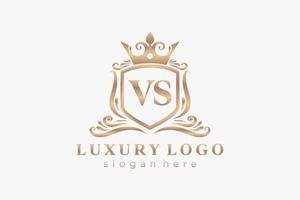 modèle de logo de luxe royal initial vs lettre dans l'art vectoriel pour le restaurant, la royauté, la boutique, le café, l'hôtel, l'héraldique, les bijoux, la mode et d'autres illustrations vectorielles.