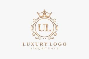 modèle initial de logo de luxe royal de lettre ul dans l'art vectoriel pour le restaurant, la royauté, la boutique, le café, l'hôtel, l'héraldique, les bijoux, la mode et d'autres illustrations vectorielles.
