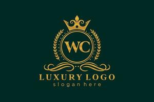 modèle de logo de luxe royal de lettre wc initial dans l'art vectoriel pour le restaurant, la royauté, la boutique, le café, l'hôtel, l'héraldique, les bijoux, la mode et d'autres illustrations vectorielles.