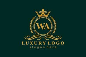 modèle initial de logo de luxe royal de lettre wa dans l'art vectoriel pour le restaurant, la royauté, la boutique, le café, l'hôtel, l'héraldique, les bijoux, la mode et d'autres illustrations vectorielles.