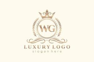 modèle de logo de luxe royal de lettre wg initiale dans l'art vectoriel pour le restaurant, la royauté, la boutique, le café, l'hôtel, l'héraldique, les bijoux, la mode et d'autres illustrations vectorielles.