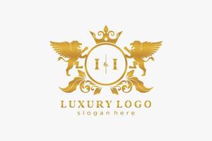 modèle de logo initial ii lettre lion royal luxe dans l'art vectoriel pour restaurant, royauté, boutique, café, hôtel, héraldique, bijoux, mode et autres illustrations vectorielles.