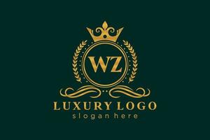modèle de logo de luxe royal de lettre wz initiale dans l'art vectoriel pour le restaurant, la royauté, la boutique, le café, l'hôtel, l'héraldique, les bijoux, la mode et d'autres illustrations vectorielles.