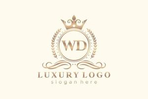 modèle de logo de luxe royal lettre initiale wd en art vectoriel pour restaurant, redevance, boutique, café, hôtel, héraldique, bijoux, mode et autres illustrations vectorielles.