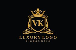 modèle initial de logo de luxe royal de lettre vk dans l'art vectoriel pour le restaurant, la royauté, la boutique, le café, l'hôtel, l'héraldique, les bijoux, la mode et d'autres illustrations vectorielles.