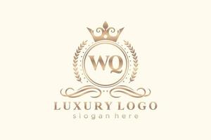 modèle de logo de luxe royal lettre initiale wq en art vectoriel pour restaurant, royauté, boutique, café, hôtel, héraldique, bijoux, mode et autres illustrations vectorielles.