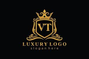 modèle de logo de luxe royal lettre initiale vt en art vectoriel pour restaurant, royauté, boutique, café, hôtel, héraldique, bijoux, mode et autres illustrations vectorielles.