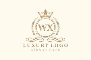 modèle de logo de luxe royal de lettre wx initiale dans l'art vectoriel pour le restaurant, la royauté, la boutique, le café, l'hôtel, l'héraldique, les bijoux, la mode et d'autres illustrations vectorielles.