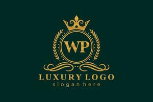 modèle de logo de luxe royal lettre initiale wp en art vectoriel pour restaurant, royauté, boutique, café, hôtel, héraldique, bijoux, mode et autres illustrations vectorielles.