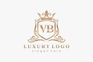 modèle de logo de luxe royal de lettre vb initiale dans l'art vectoriel pour le restaurant, la royauté, la boutique, le café, l'hôtel, l'héraldique, les bijoux, la mode et d'autres illustrations vectorielles.