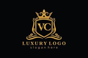 modèle initial de logo de luxe royal de lettre vc dans l'art vectoriel pour le restaurant, la royauté, la boutique, le café, l'hôtel, l'héraldique, les bijoux, la mode et d'autres illustrations vectorielles.