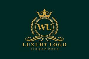 modèle de logo de luxe royal lettre wu initiale dans l'art vectoriel pour restaurant, redevance, boutique, café, hôtel, héraldique, bijoux, mode et autres illustrations vectorielles.